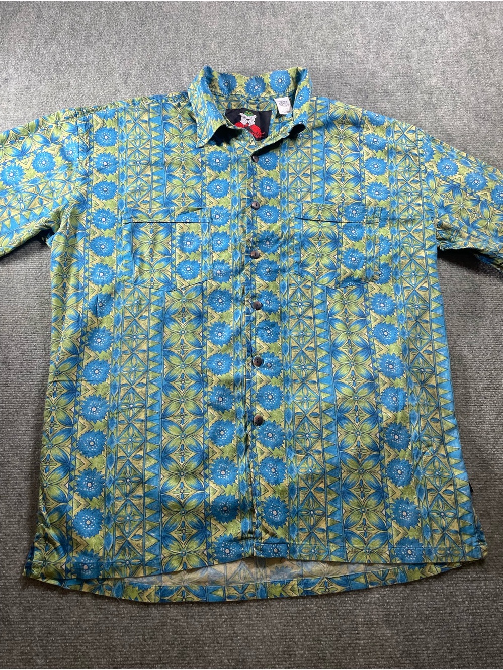 Boxer Boxer Green And Blue Button Down‎ Shirt L